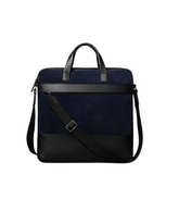 Midnight Executive Leather Briefcase – Navy & Black Dual-Tone Laptop Bag for Men